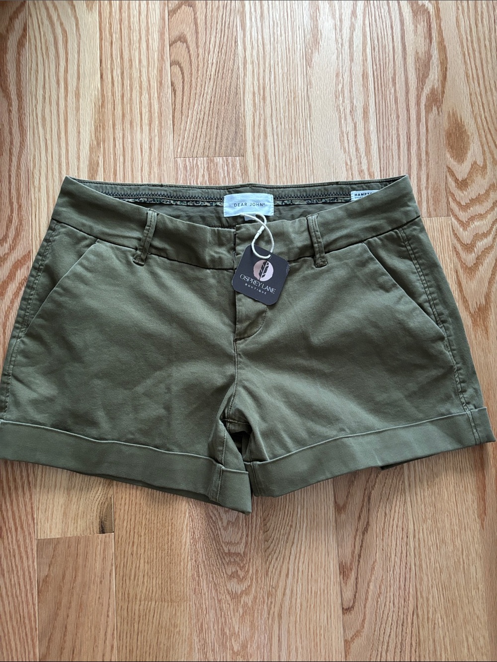 Dear John Olive Cuffed Cotton Blend Women's Shorts